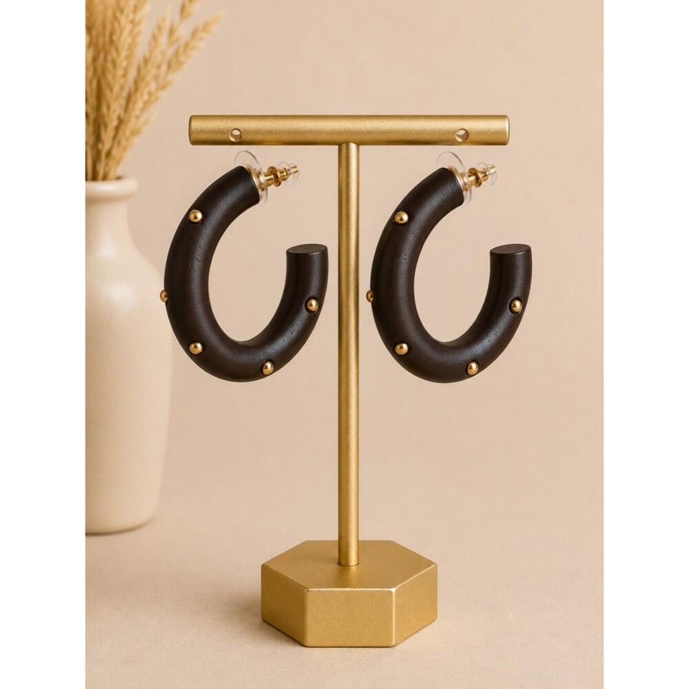 Plunder Design Shania Wood Hoop Earrings - NIP